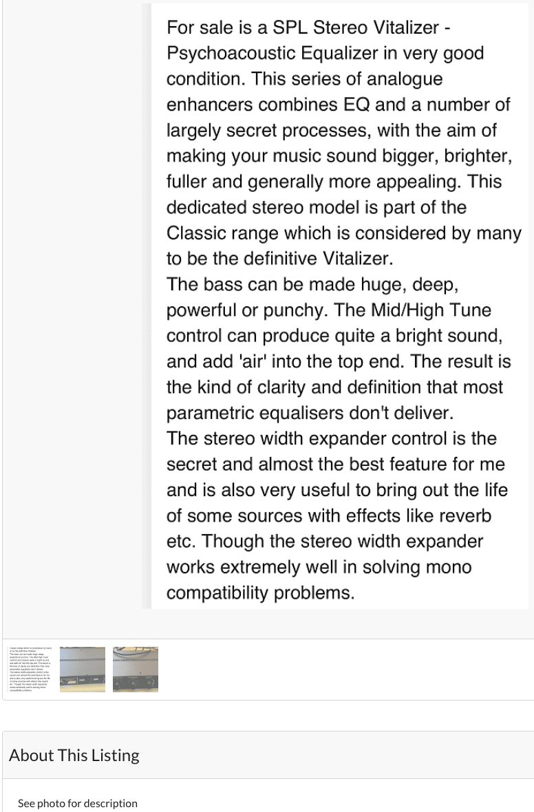 Poor description photo example