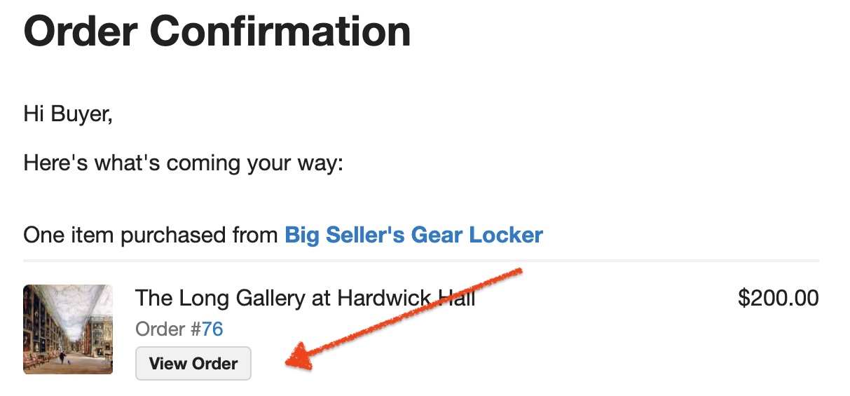 Order confirmation email screenshot