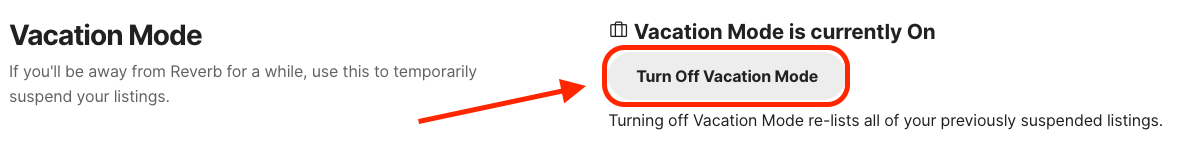 Disable Vacation Mode