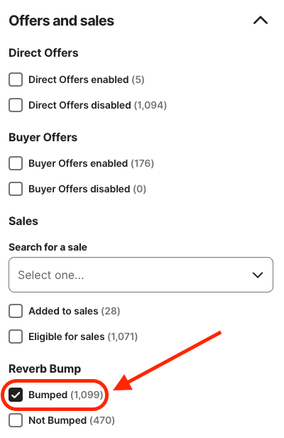 Bump filter listings management