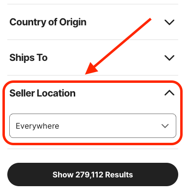 Filter search by location