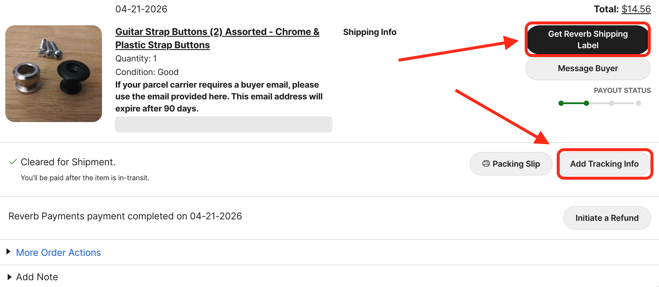 Add tracking info