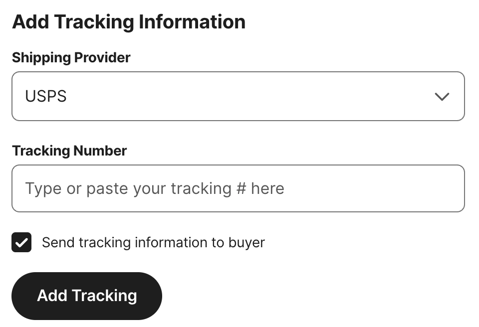 Select carrier and enter tracking