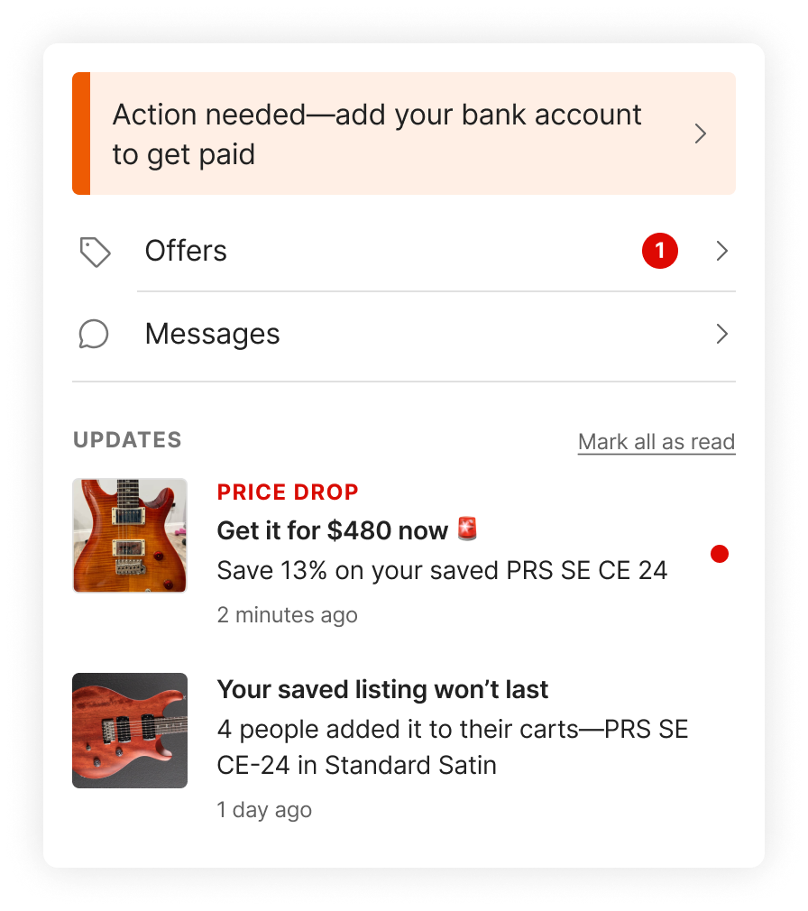 notifications center display